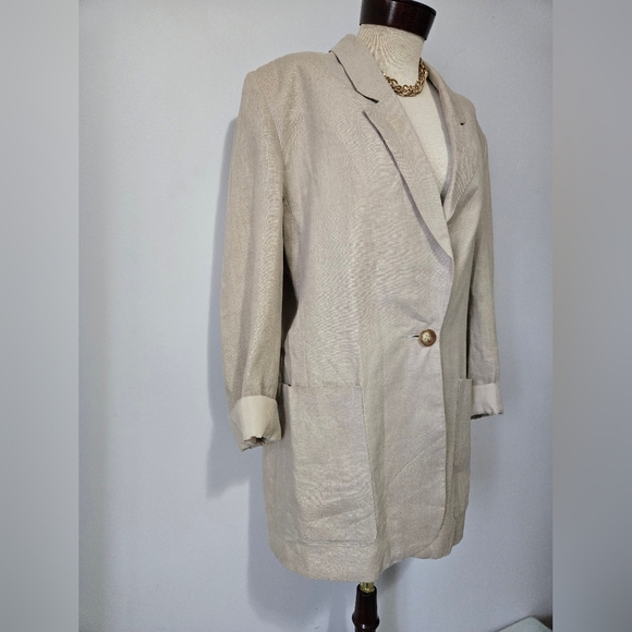 Lauren Jeffries 100% Linen Cream Blazer. Size 12 - Picture 2 of 13